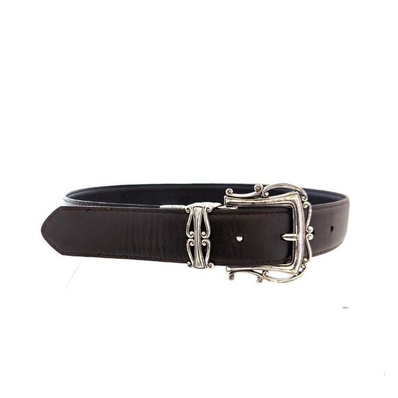 Brighton Black and Brown Reversible Belt with Silver Buckle Size M B40409 - Picture 3 of 10
